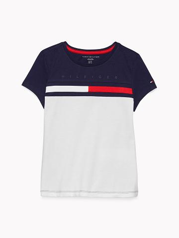 Lány Tommy Hilfiger Colorblock Póló Fehér Színes | HU 1925WNB